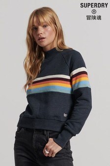 Superdry Blue Vintage Cali Stripe Cropped Crew Sweatshirt