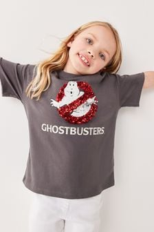 Charcoal Grey Ghostbusters Sequin Oversized T-Shirt (3-16yrs) (A87944) | £14 - £19