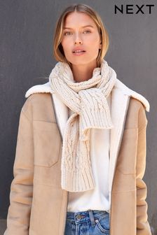 Oatmeal Metallic Cable Knit Scarf (A88931) | £20