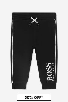 Boss Kidswear Baby Boys Cotton Fleece Logo Joggers in Black