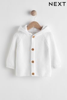 White Knitted Baby Bear Cardigan (A89434) | £12 - £14