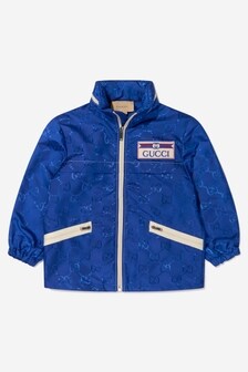 GUCCI Kids Unisex GG Lightweight Zip-Up Jacket in Blue