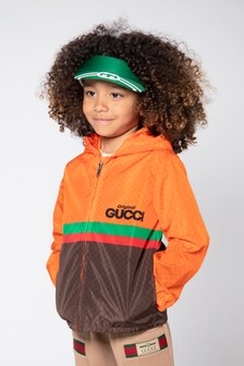 GUCCI Kids Zip-Up Logo Jacket in Orange