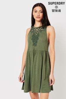 Superdry Green Vintage Lace Racer Summer Dress
