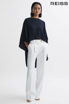 Reiss Navy Liana Cape Crew Neck Blouse (A89965) | £158