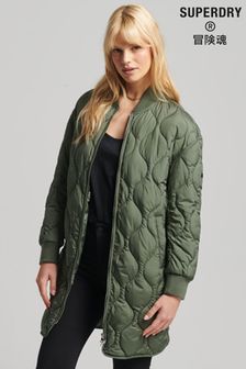 womens green quilted coat