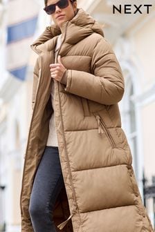 Brown Long Padded Hooded Coat (A90436) | £65