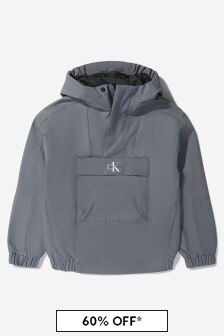 Calvin Klein Jeans Boys Monogram Hooded Jacket in Grey