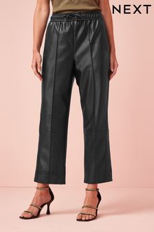 Black PU Faux Girl Taper Trousers (A90536) | £40
