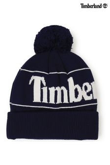 Timberland Navy Blue Logo Knitted Bobble Hat (A90655) | £32