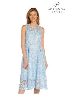 Adrianna Papell Embroidered Tea Length Dress