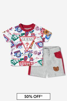 Guess Baby Boys Cotton T-Shirt And Shorts Set in White