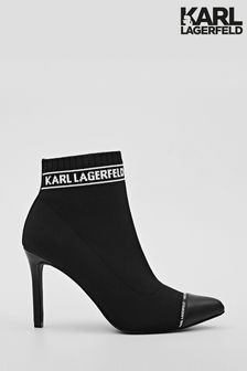 Karl Lagerfeld Black Pandara Knit Heeled Boots
