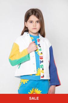 Stella McCartney Kids Girls Cotton Denim Colourblock Jacket in White
