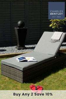 Charles Bentley Grey Garden Rattan Sun Lounger