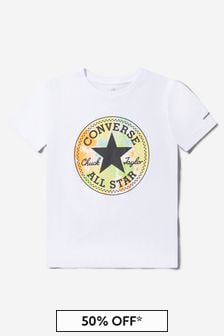 Converse Boys Cotton Short Sleeve Logo T-Shirt in White