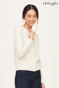 Thought Cream Pollie Organic Cotton Button Front Basic Cardigan