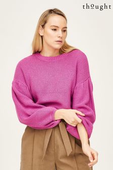 Thought Womens Pink The Perfect Organic Cotton Chunky Jumper