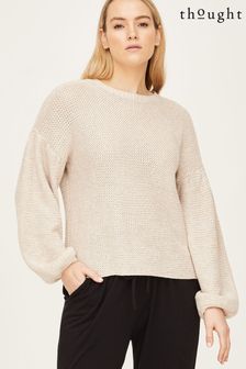 Thought White Chunky Organic Cotton Knit Jumper