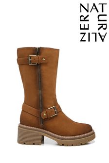 Naturalizer Womens Tawny Brown Jagger Mid Shaft Boots