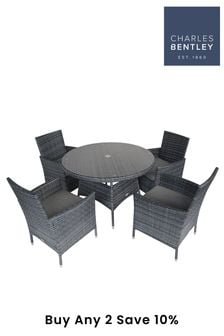 Charles Bentley Grey Garden 4 Piece Rattan Dining Set