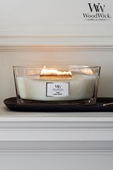 Woodwick White Ellipse Linen Scented Candle