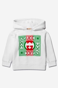 GUCCI Kids Baby GG Cotton Logo Hoodie in Ivory