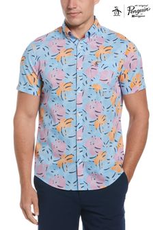 Original Penguin Blue Tropical Floral Print Shirt