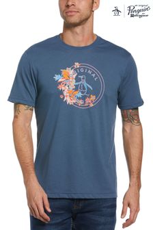 Original Penguin Blue Floral Stamp Graphic T-Shirt