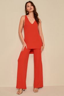 Ribbed Wide Leg Co-ord Trousers