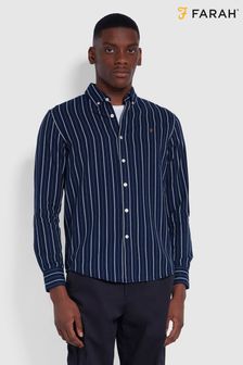 Farah Indigo Blue Brewer Stripe Long Sleeve Shirt