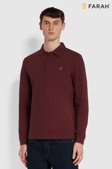 Farah Burgundy Red Haslam Long Sleeve Polo Shirt