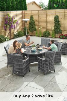 Nova Outdoor Living Grey Sienna 6 Seat Round Dining Set (A95566) | £1,500