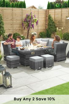 Nova Outdoor Living Grey 9 Seat Rattan Garden Firepit Sofa Set (A95572) | £2,150