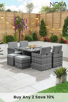 Nova Outdoor Living Grey Rattan Effect Lyon 4 Seat Cube Dining Set (A95574) | £1,000