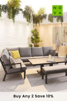 Nova Outdoor Living Grey 9 Seat Aluminium Garden Sofa Set (A95597) | £2,400