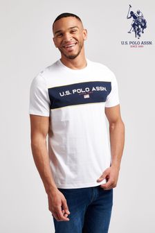U.S. Polo Assn. White USPA Sport Panelled T-Shirt