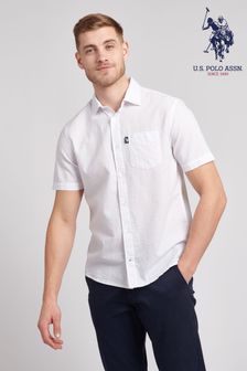 U.S. Polo Assn White Seersucker SS Shirt