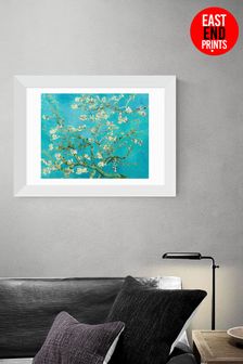 East End Prints Teal Blue Almond Blossom Print by Vincent Van Gogh