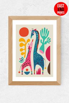 East End Prints Cream Giraffes Print by Rachel Lee