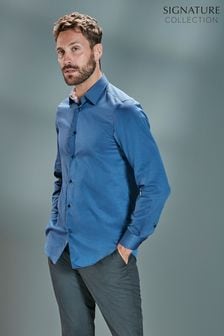 Bright Blue Regular Fit Single Cuff Signature Trimmed Shirt (A96332) | £40