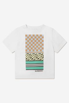 Burberry Kids Boys Cotton Graphic Print T-Shirt in White
