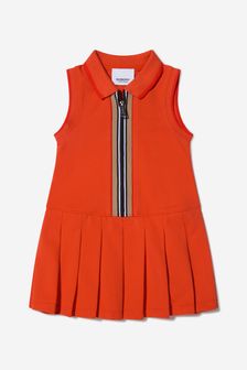 Burberry Kids Baby Girls Cotton Icon Stripe Dress in Red