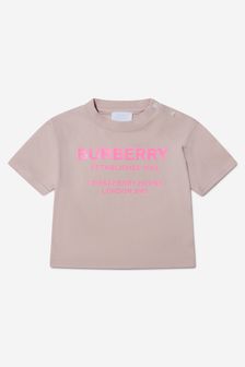 Burberry Kids Baby Girls Cotton Jersey Logo T-Shirt in Pink