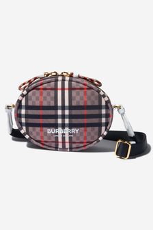 Burberry Kids Girls Checkerboard Round Bag in Pink