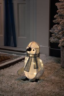 Silver Outdoor Lit Penguin Christmas Decoration (A97179) | £36