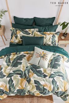 Ted Baker Basil Green Urban Forager 220 Thread Count BCI Cotton Sateen Duvet Cover