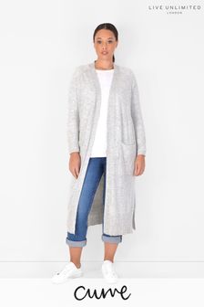 Live Unlimited Curve Grey Longline Cardigan With Pockets