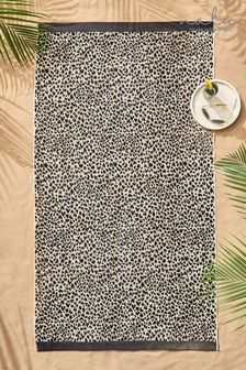 Nalu Nicole Scherzinger Black Koko Combed Cotton Velour Beach Towel (A97746) | £36