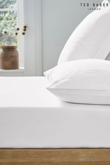 Ted Baker White Silky Smooth Plain Dye 250 Thread Count Cotton Fitted Sheet (A97769) | £35 - £55